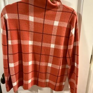 Jones New York Red and White Plaid Turtleneck Sweater